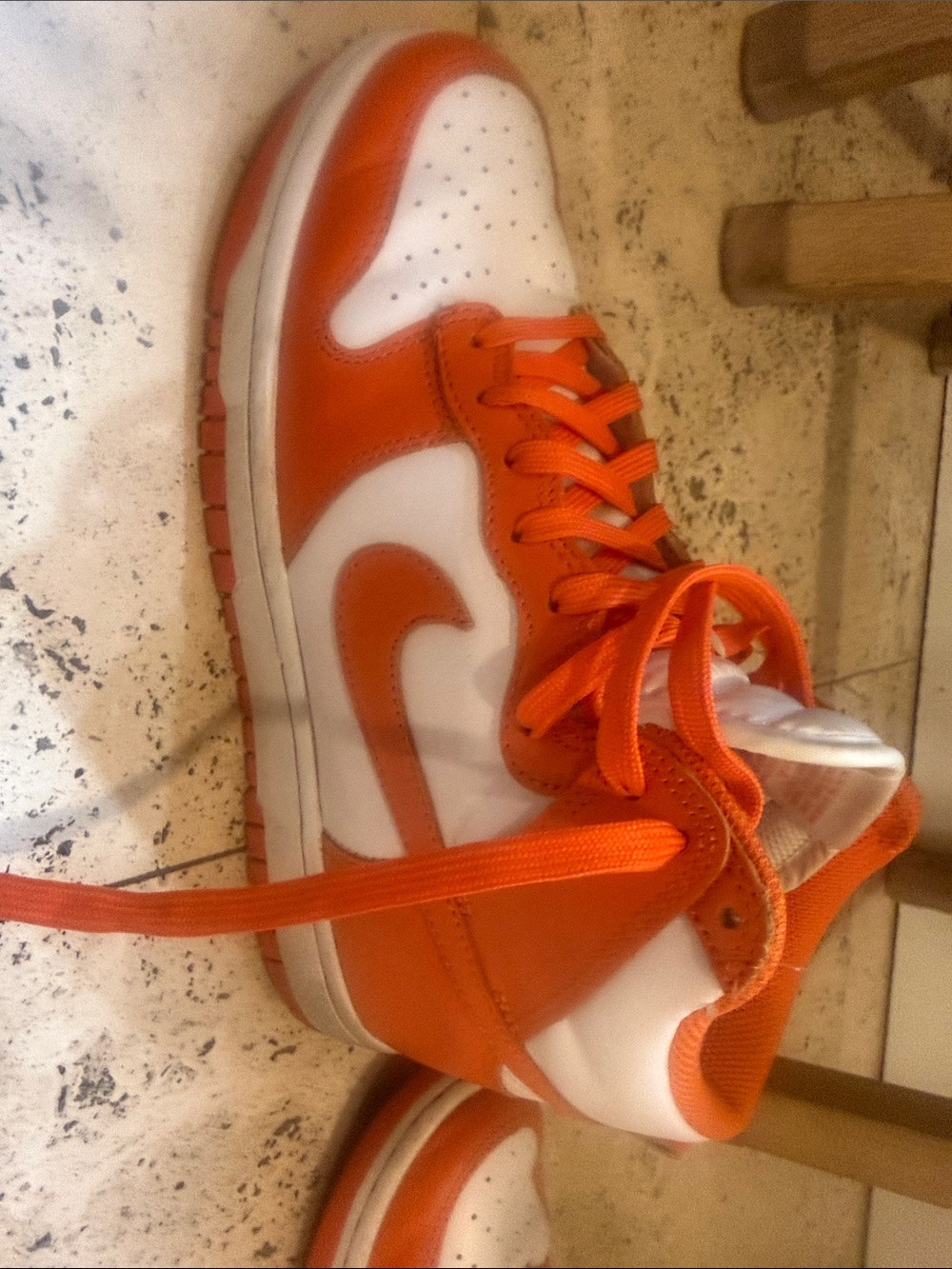 Nike Orange and White Dunk Low-Style Athletic Sneakers